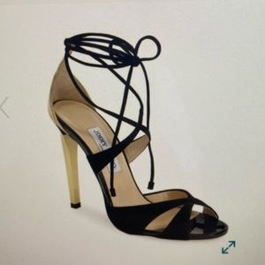 Jimmy Choo Black and Gold Tiara Sandal